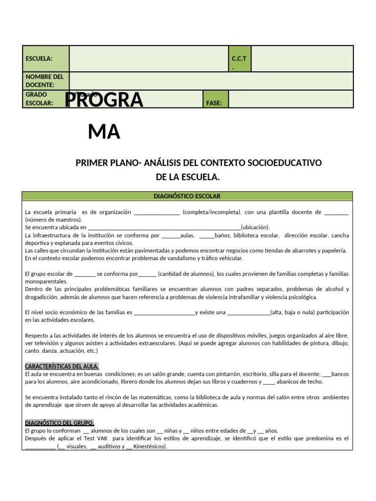 Fase 4 Plan Analítico. 4° Grado | PDF