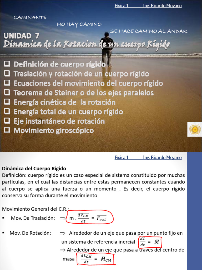 Dinámica del Cuerpo Rígido en Física 1 | PDF | Rotación | Momento angular