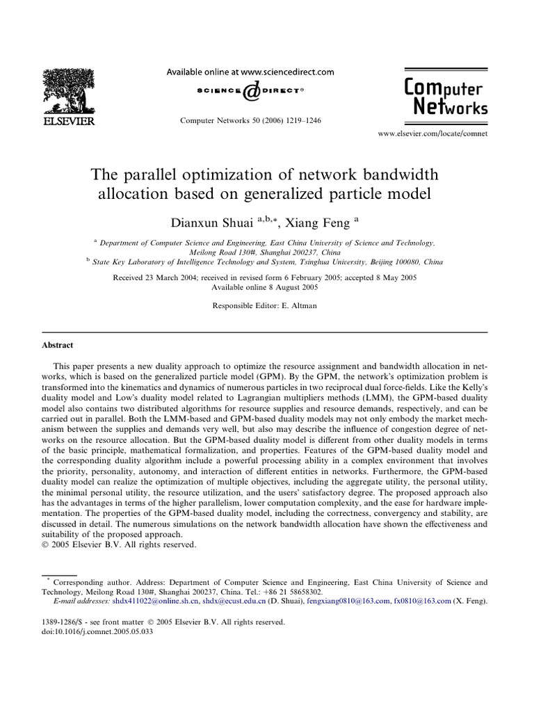 The Parallel Optimization of Network Bandwidth Allocation Based On ...
