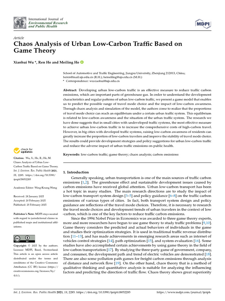 Chaos Analysis of Urban Low-Carbon Traffic Based On | PDF | Low Carbon ...