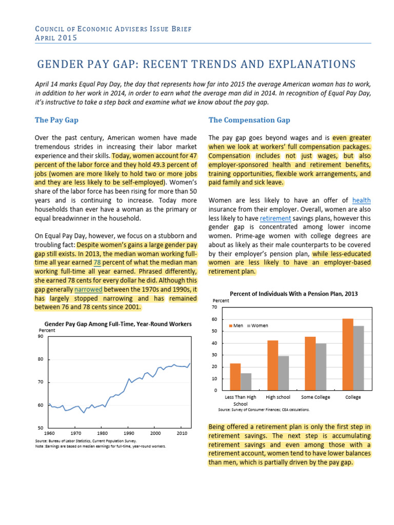 CEA 2015 Brief Gender Pay Gap | PDF | Gender Pay Gap | Labour Economics