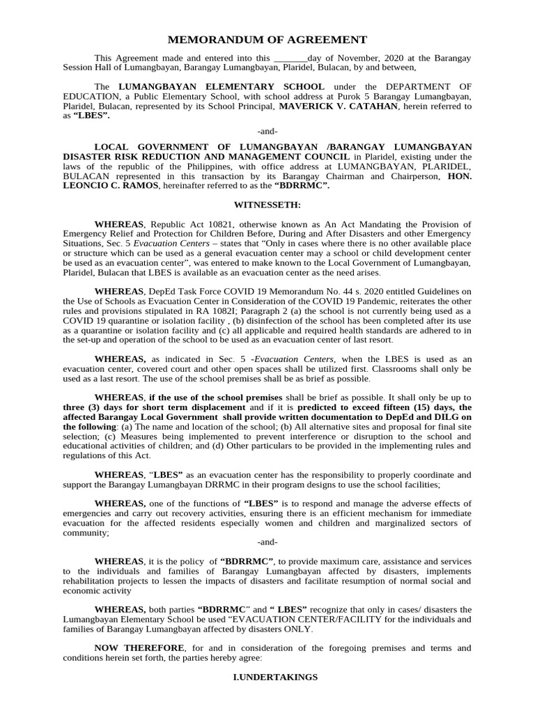 MOA Evacuation Center | PDF
