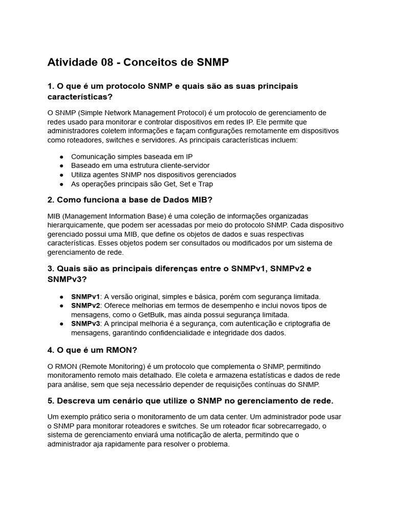 Conceitos de SNMP | PDF