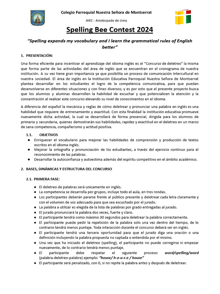 Spelling Bee Contest NSM 2024 - 2 | PDF