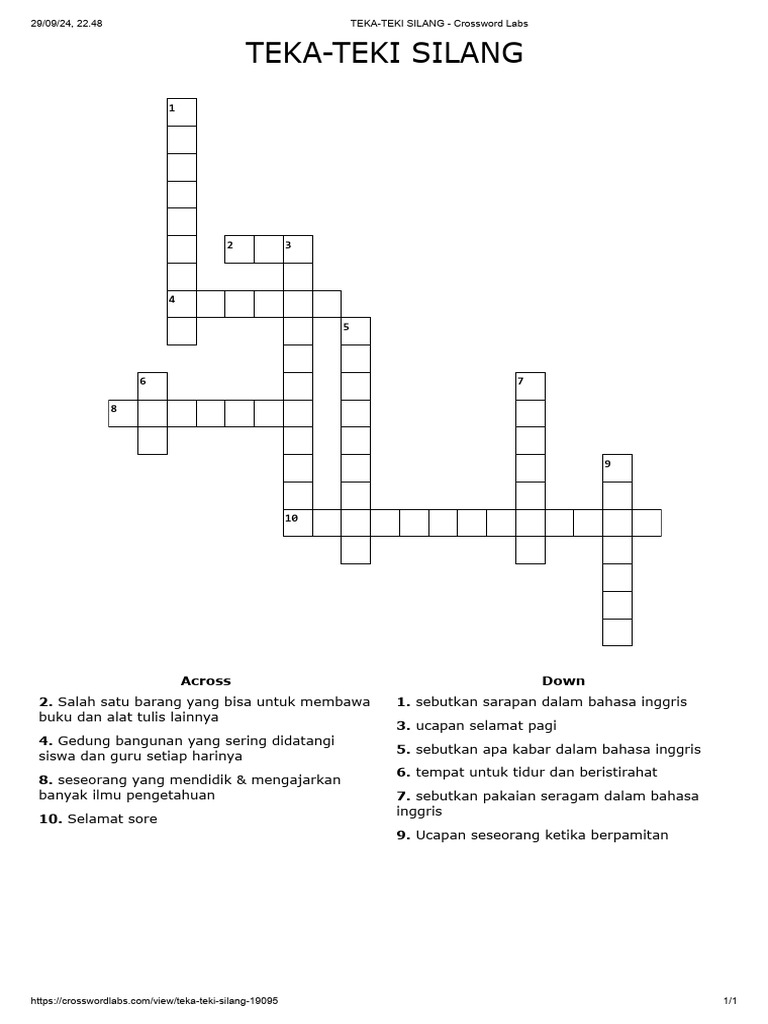 Teka teki silang bahasa inggris pdf