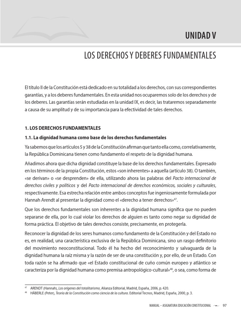 Unidad V - Los Derechos y Deberes Fundamentales | PDF
