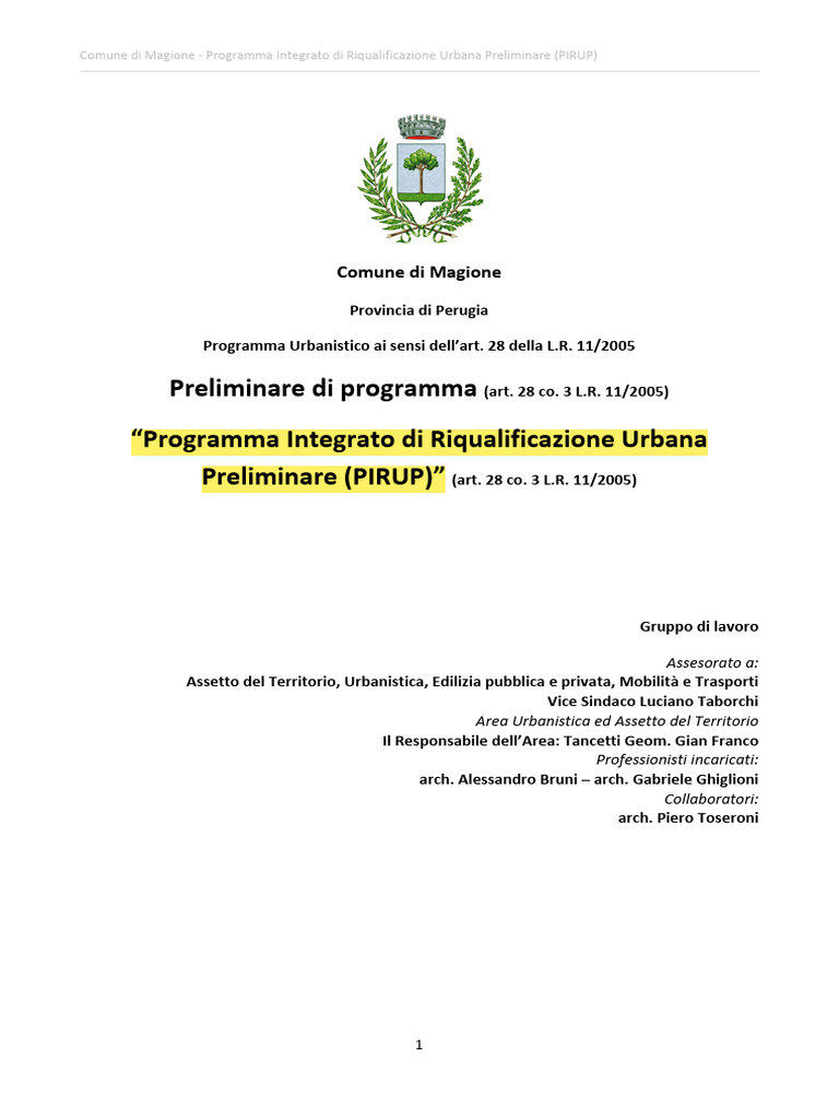 Rif. Slide 8 Rig Urbana Esempio Programma Integrato | PDF