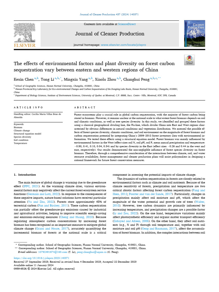 The Effects of Environmental Factors and Plant Diversity On Forest ...