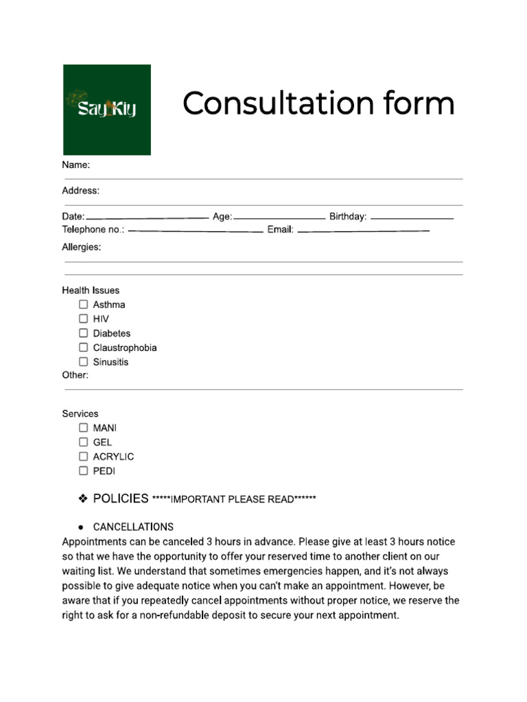 Consultation Form | PDF