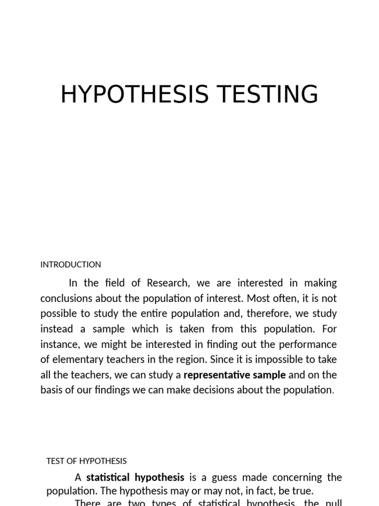 HYPOTHESIS TESTING 04 11 To 12 24 | PDF