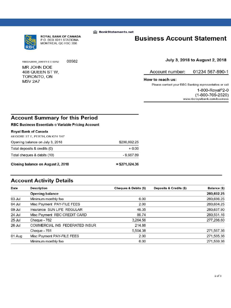Business-Bank-Statement John Doe | PDF