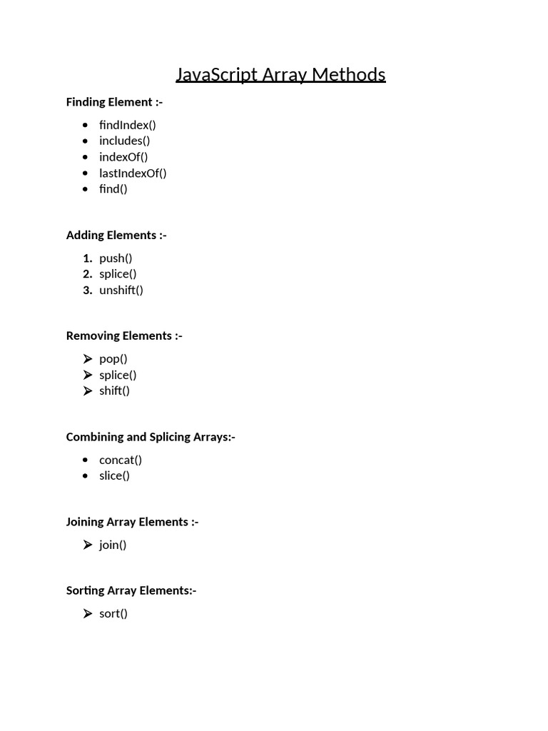 JavaScript Array Methods | PDF
