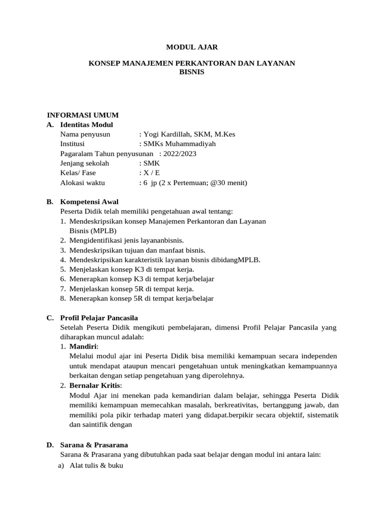 Modul MPLB Fase F (AutoRecovered) | PDF