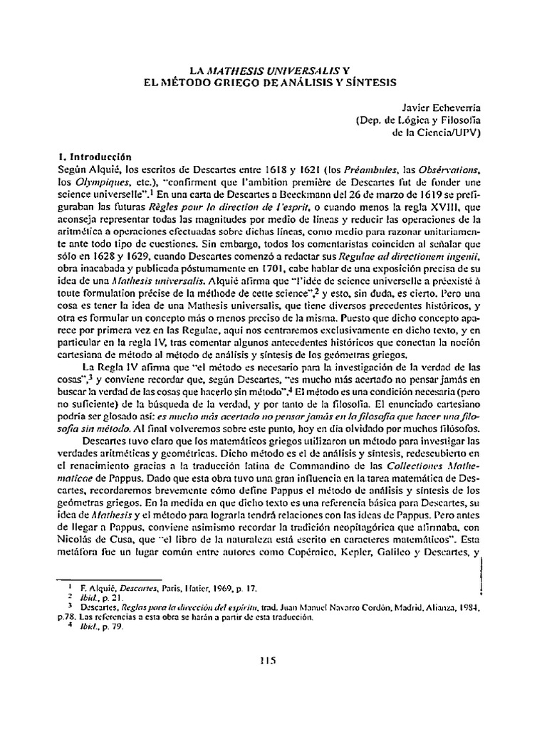 Echeverría - La Mathesis Universalis y El Método Griego de Análisis y ...