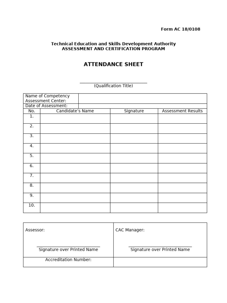 Attendance Sheet CCA | PDF