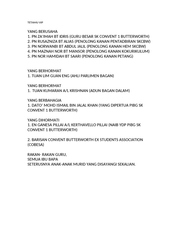 Name List Vip | PDF