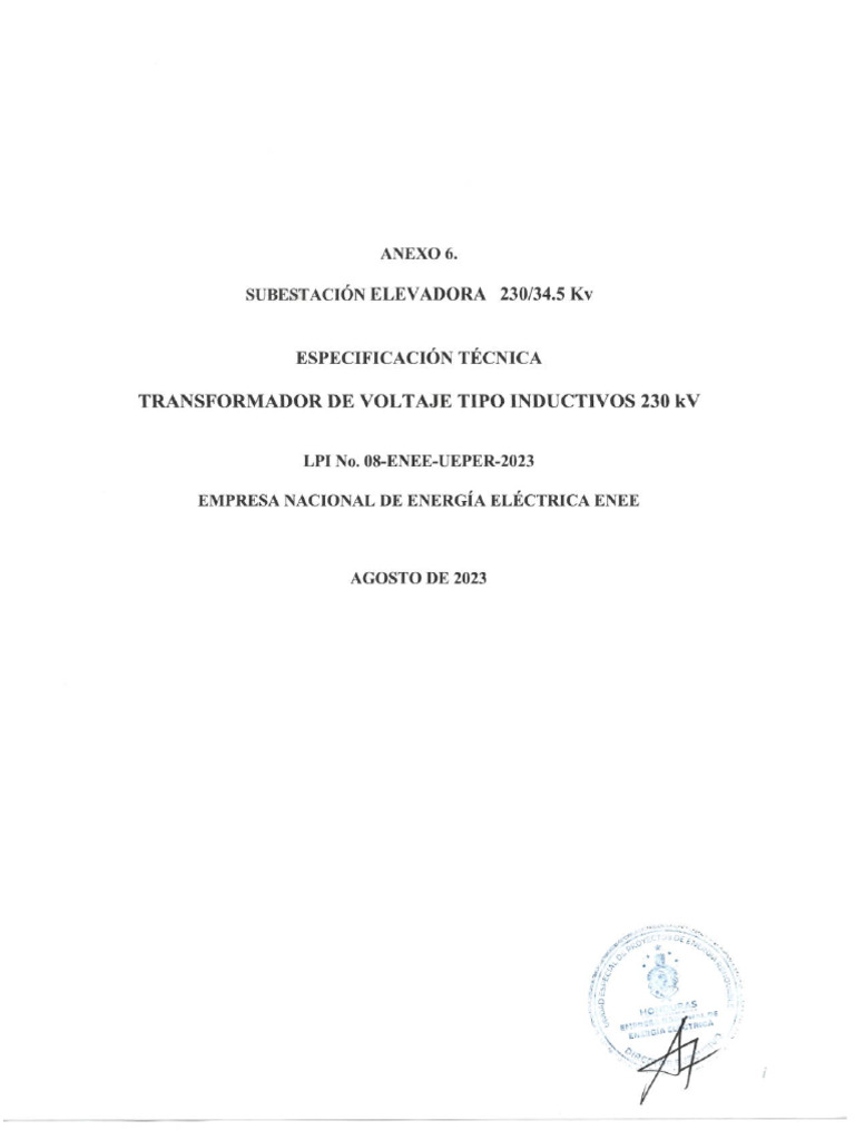 Anexo 6 LPI No. 08-ENEE-UEPER-2023 - TP - S | PDF