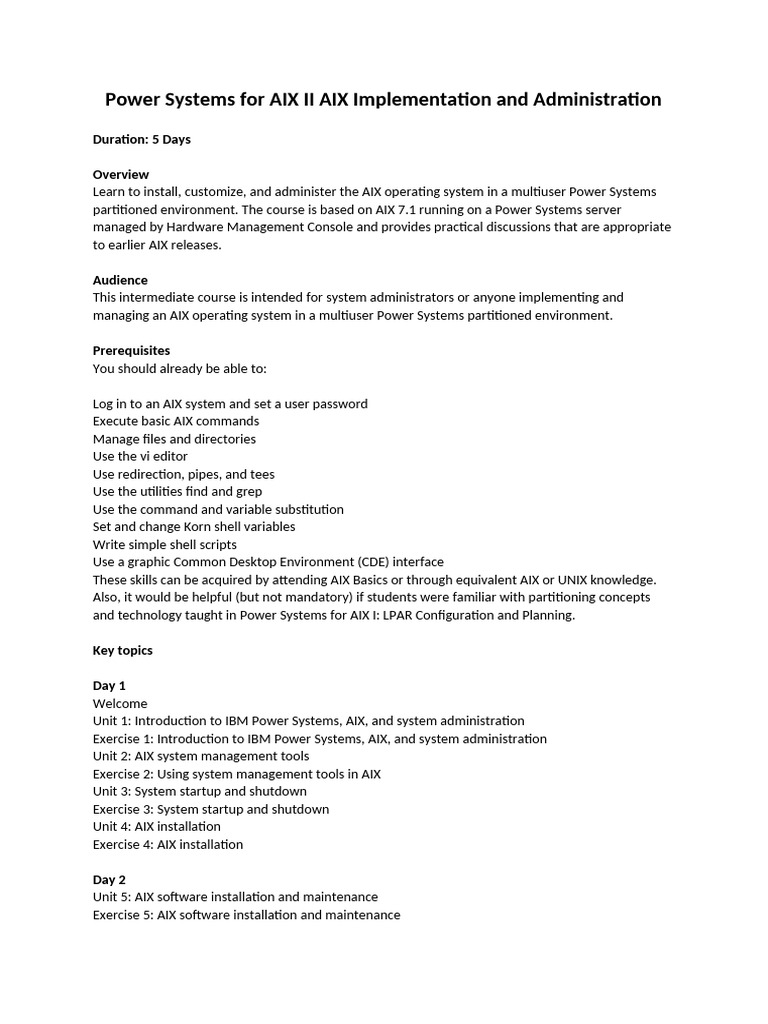 3-Power Systems For AIX II AIX Implementation and Administration | PDF