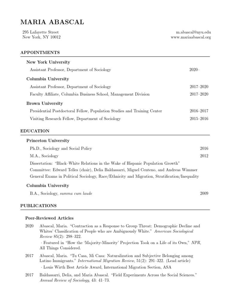 Maria Abascal: Sociology Academic Profile | PDF | Sociology | Social ...