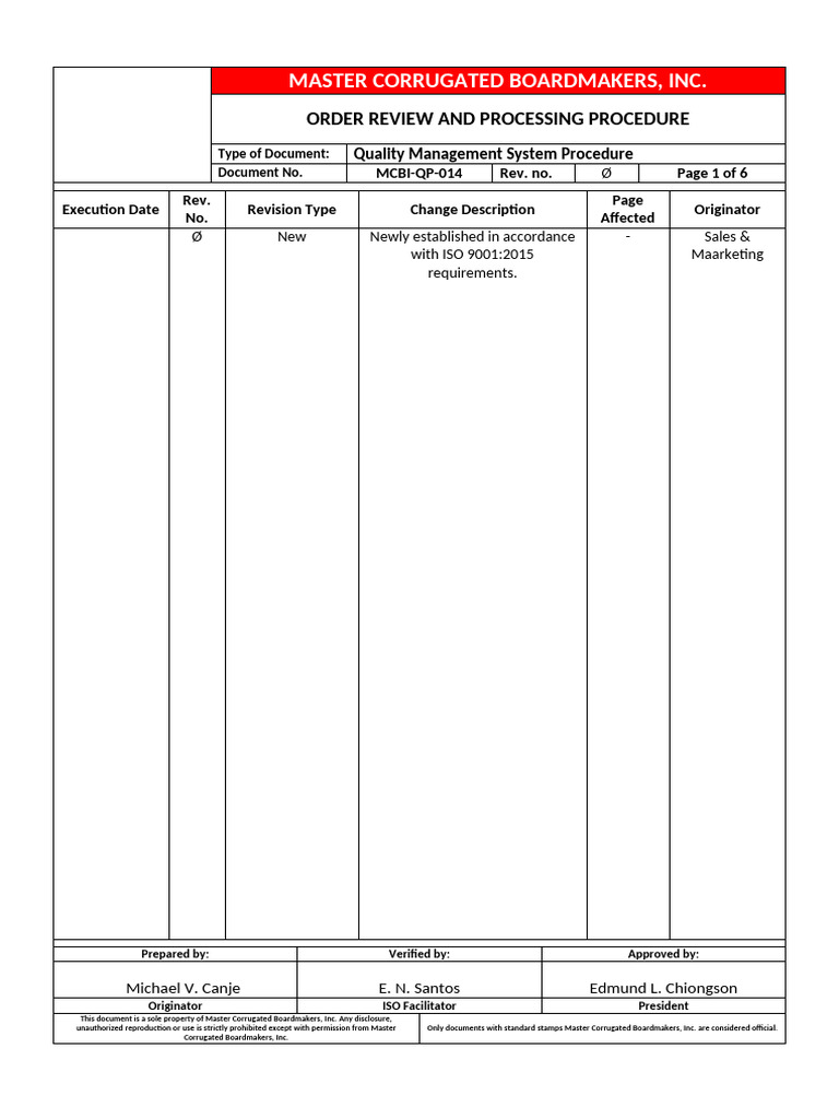 MCBI Order Review Procedure | PDF