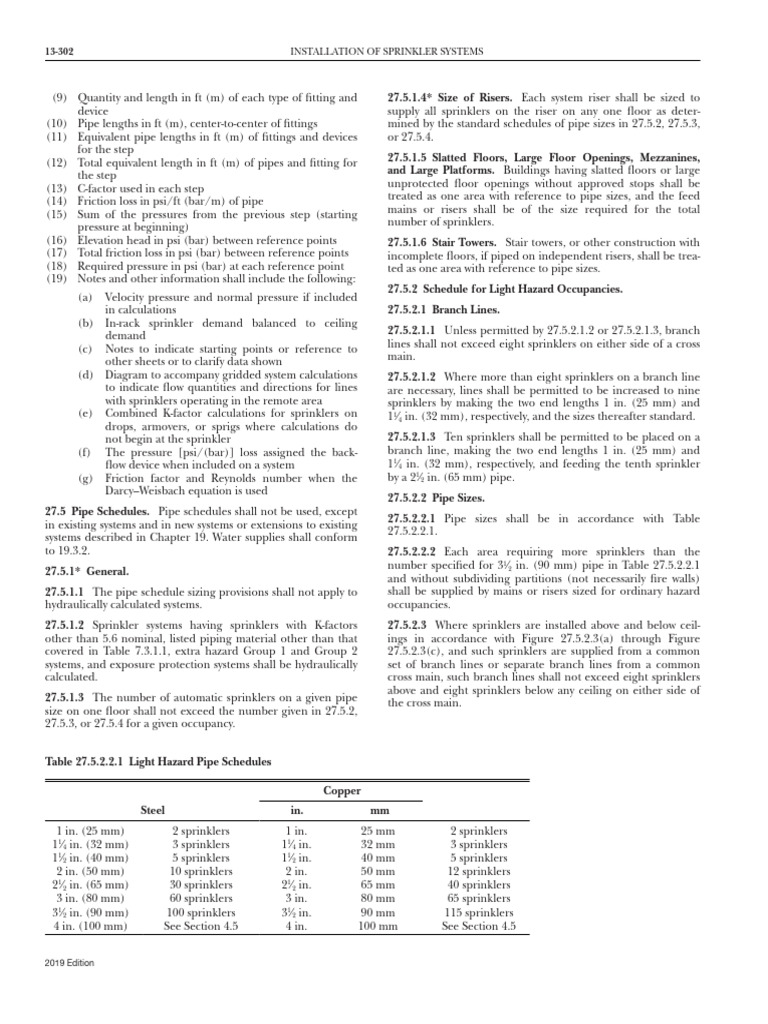 Ordinary Hazard Pipe Sizing Guide | PDF | Fire Sprinkler System ...