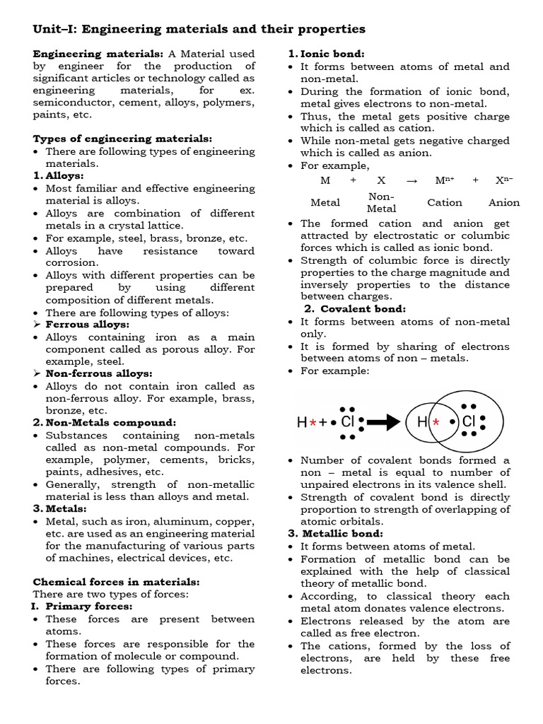 Engineering Materials Overview | PDF | Chemical Bond | Chemical Polarity
