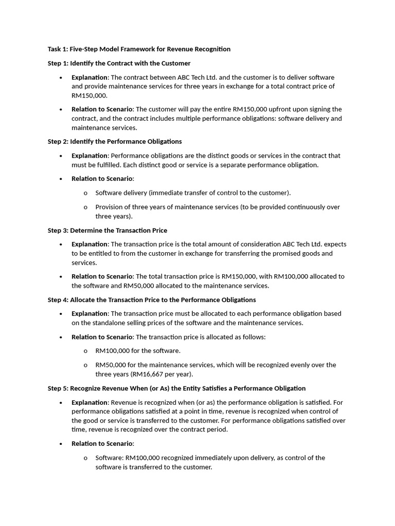 Five-Step Model Framework For Revenue Recognition | PDF