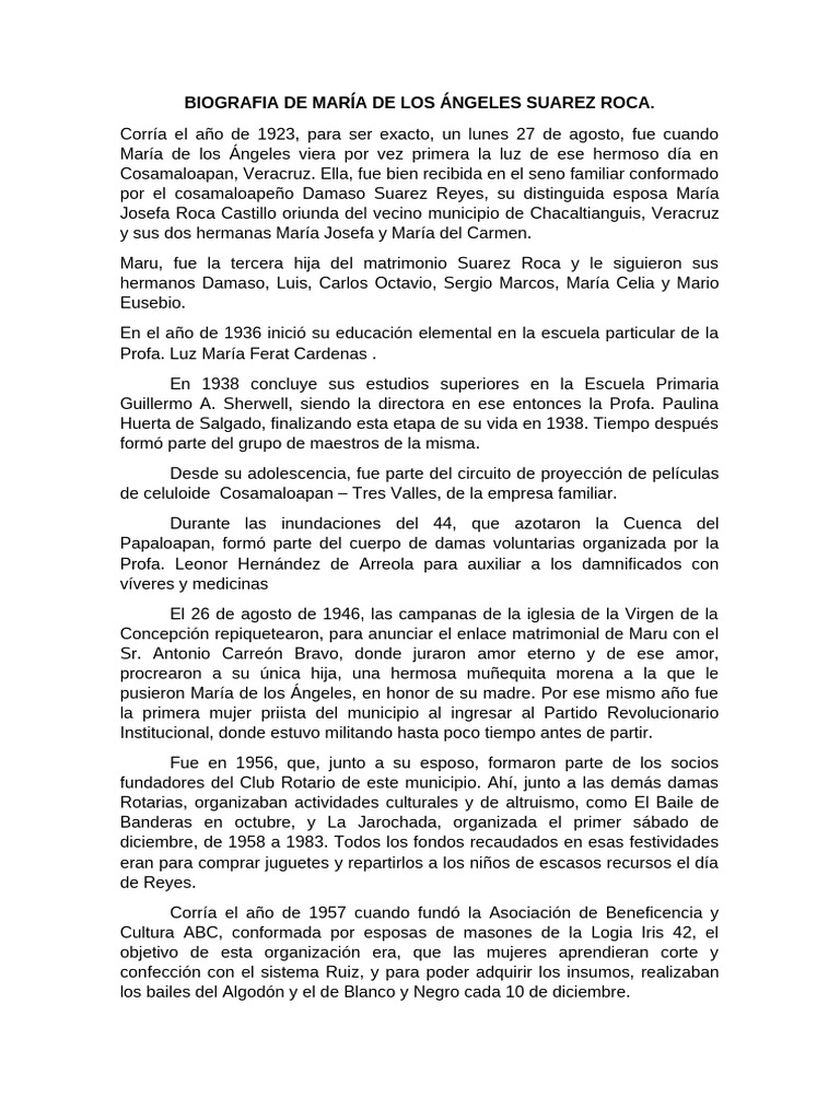 Biografia de María de Los Ángeles Suarez Roca PDF