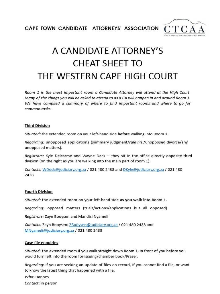 Candidate Attorney Guide: High Court Rooms | PDF | Political Law ...