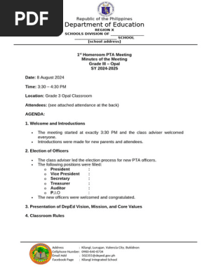 Minutes of the Meeting