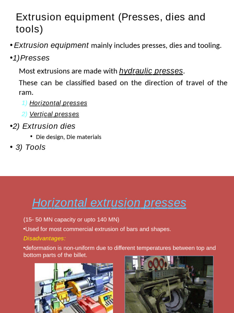 Extrusion Equipment (Presses, Dies and Tools) | PDF