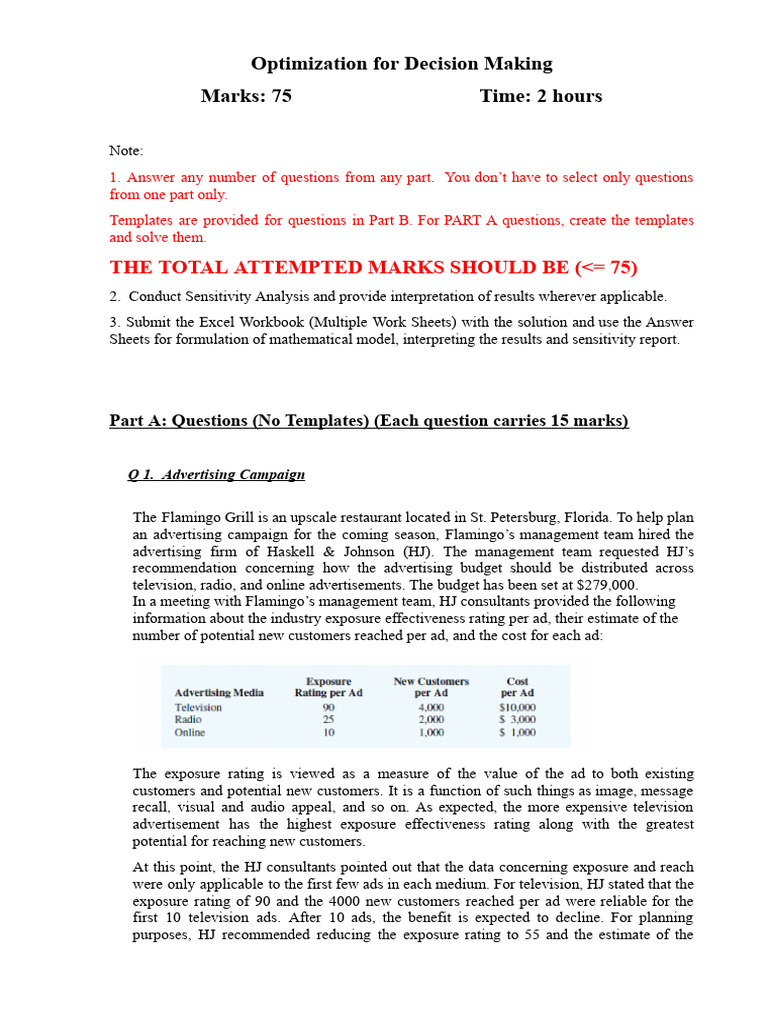 Optimization For Decision Making Paper | PDF