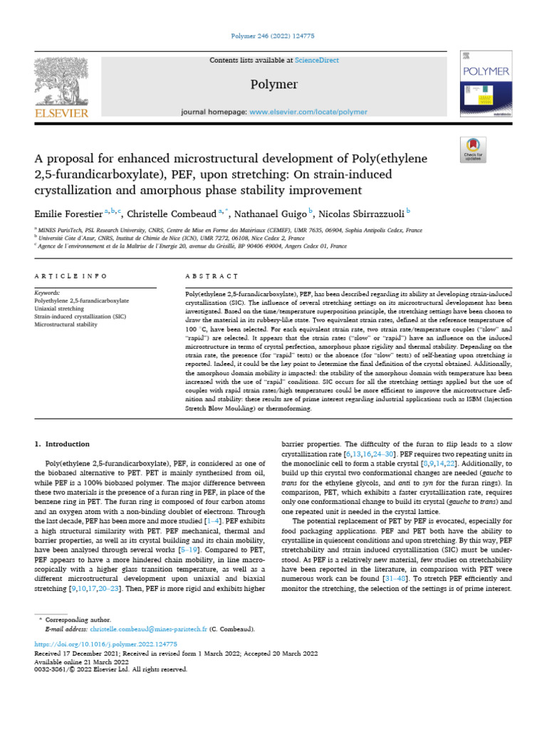 A Proposal For Enhanced Microstructural Development of Poly Ethylene ...