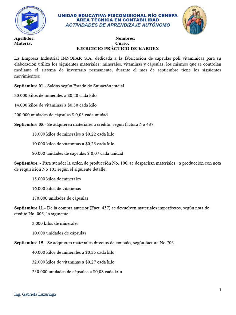 Practica Kardex | PDF