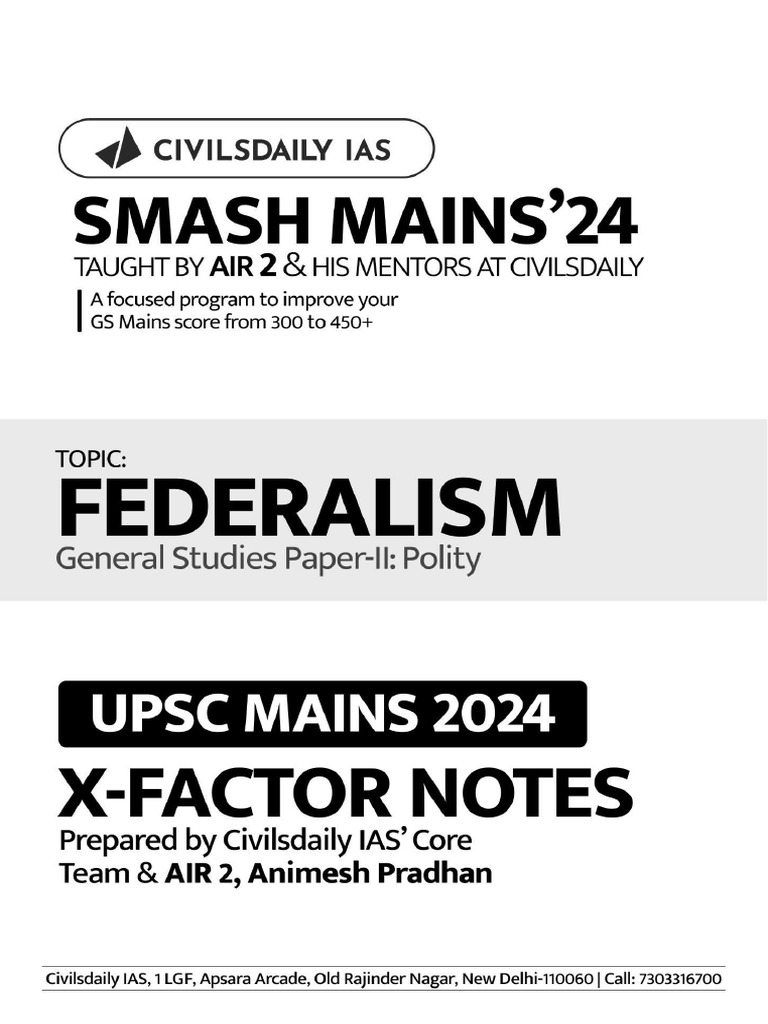 Understanding Indian Federalism Themes | PDF | Taxes | Federalism