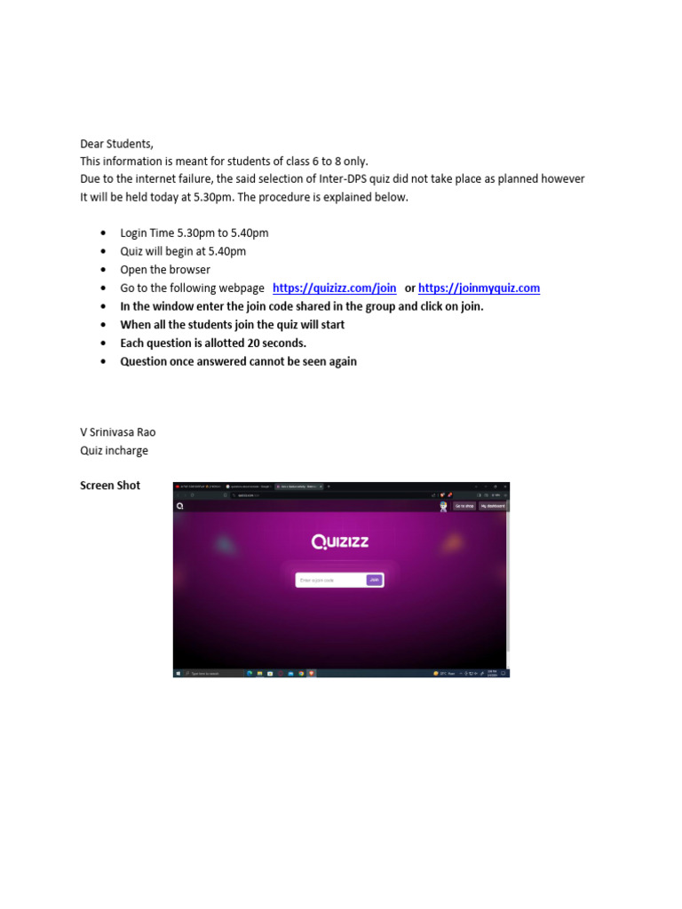quiz notice | PDF