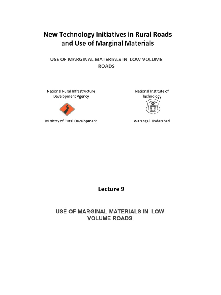 Lecture 9 - USE OF MARGINAL MATERIALS IN LOW VOLUME ROADS | PDF