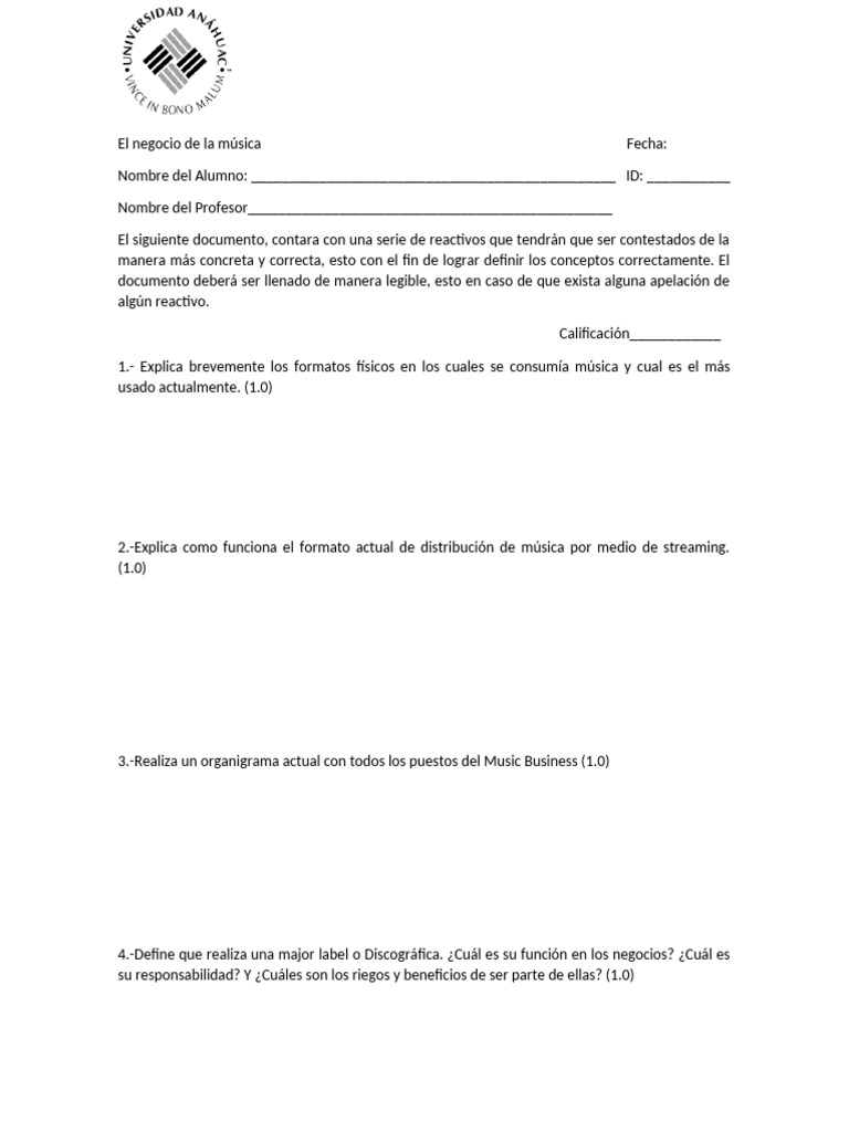 Exámen Medio Termino | PDF
