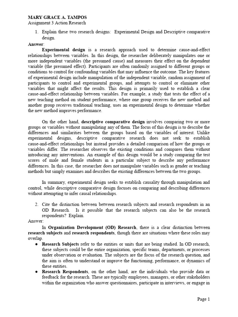 Assignment 3 - Action Research - Mary Grace Tampos | PDF