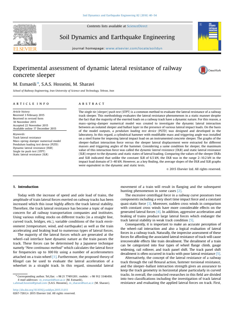 2016 Experimental Assessment of Dynamic Lateral Resistance of Railway ...