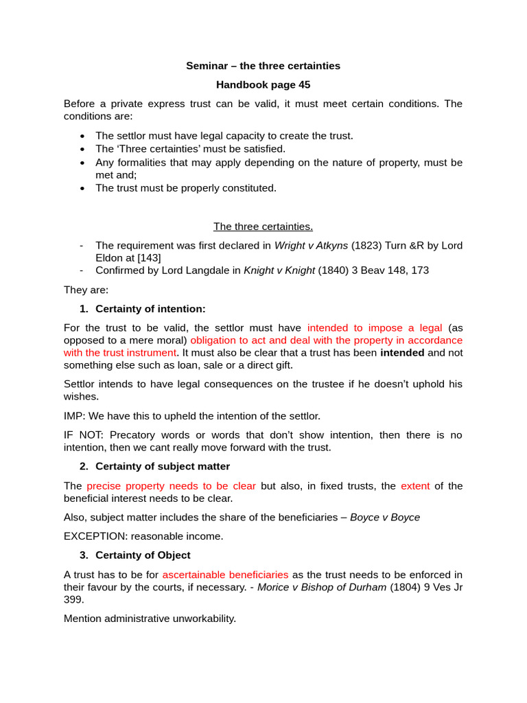 The 3 Certainties - Equity | PDF | Inheritance | Justice