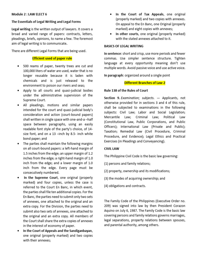 Overview of Legal Branches in the Philippines | PDF | International Law ...