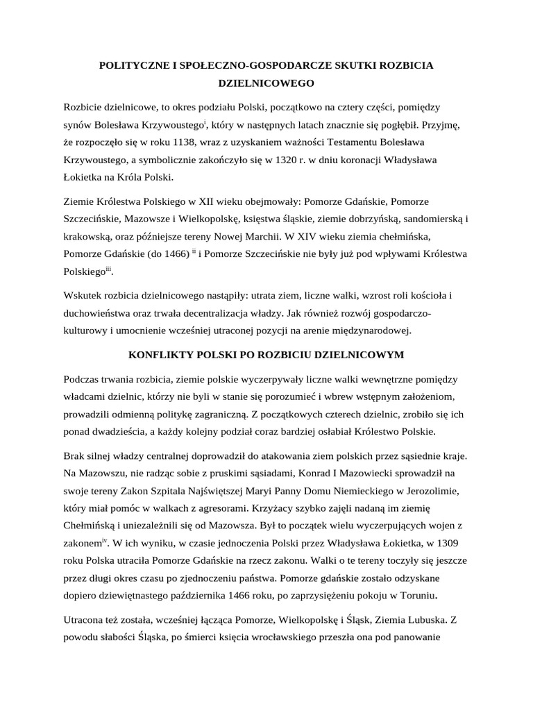 Rozbicie Dzielnicowe Notatka Rozbicie Dzielnicowe | PDF