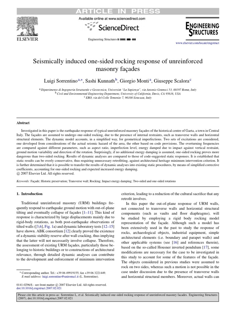 Seismically Induced One Sided Rocking | PDF