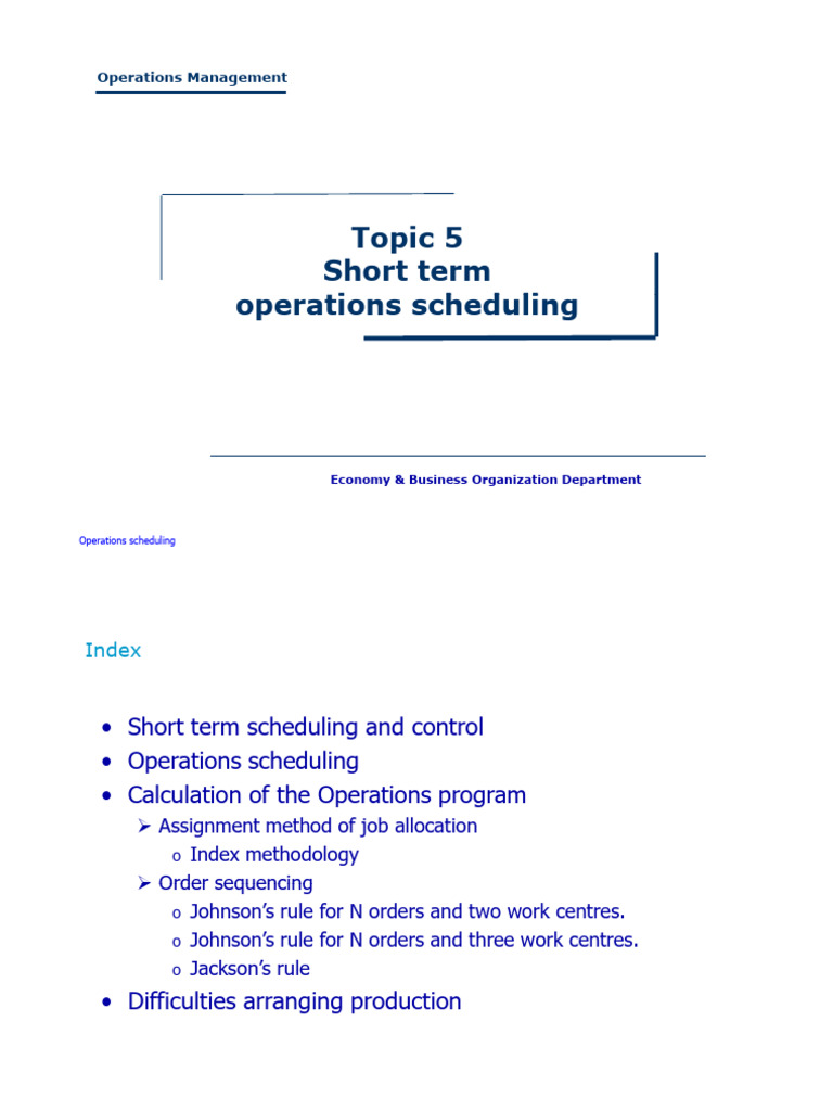 5.0. Topic 5 Short Term Operations Scheduling | PDF | Scheduling ...