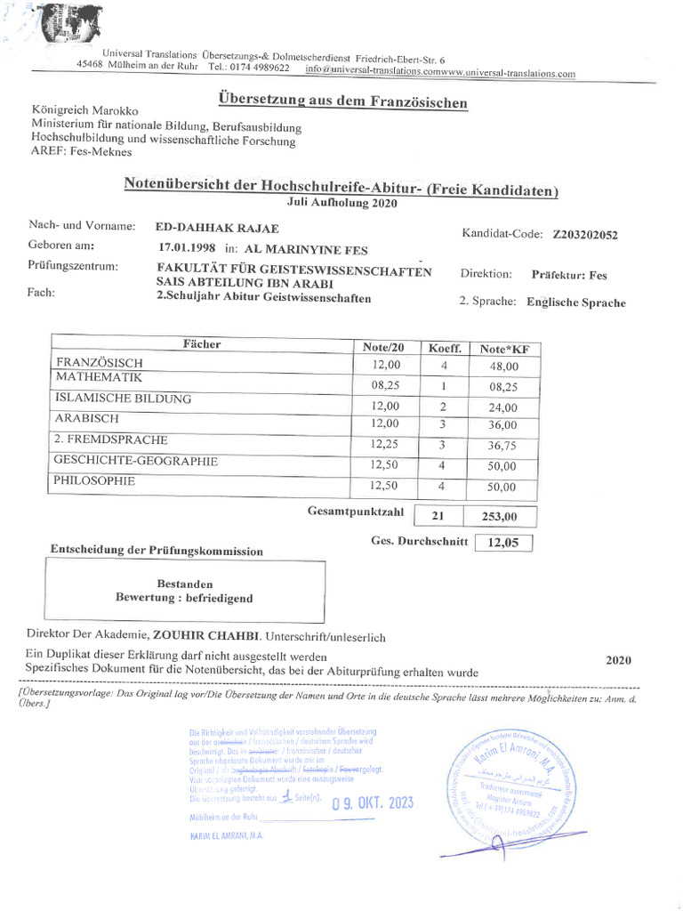 Zeugnisse