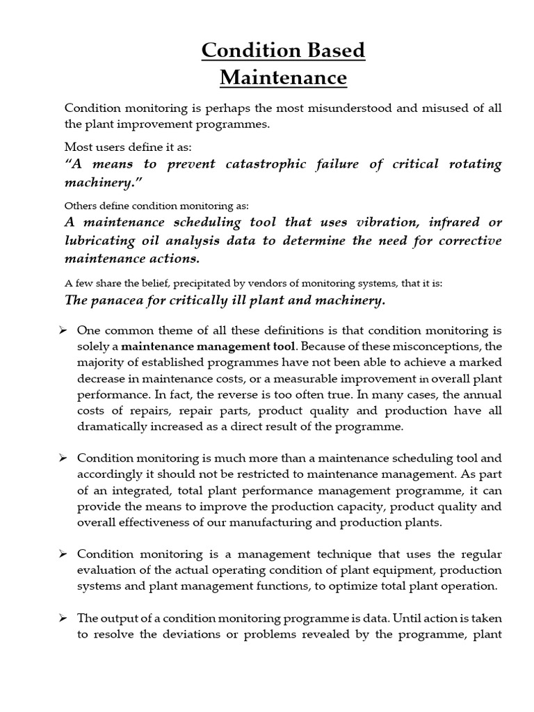 Understanding Condition-Based Maintenance | PDF | Mechanical ...