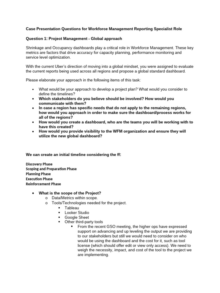Workforce Project Specialist Case Presentation | PDF