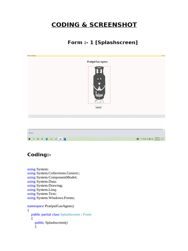 Coding Screenshot | PDF
