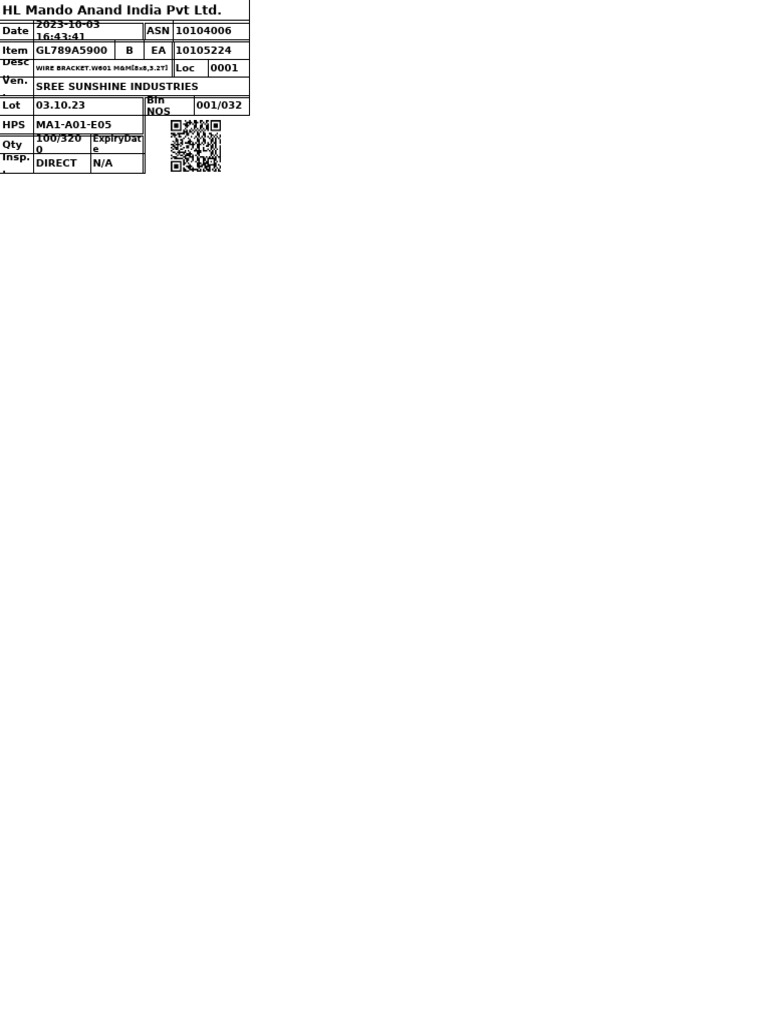 Expirydat E: Wire Bracket.W601 M&M (8X8,3.2T) | PDF
